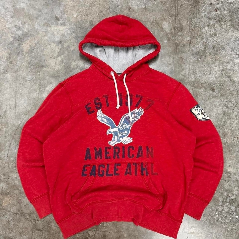 Y2K Aeropostale Red Embroidered Thermal Hoodie Size XL